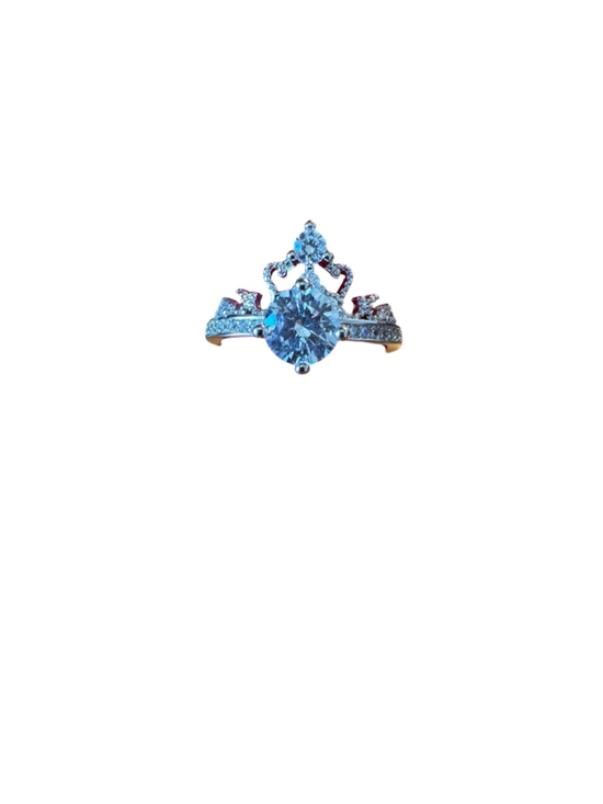 Unbranded Jewelry - Moissanite Silver Crown Ring Adjustable Size (Currently 7.5) - Brand New